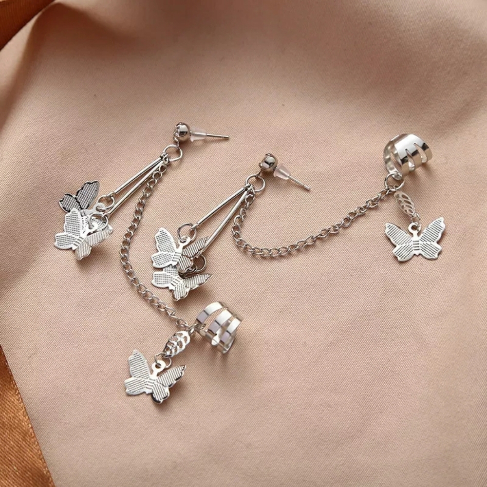 2/$29 Butterfly Ear Clip Tassle Earrings - Picture 4 of 5